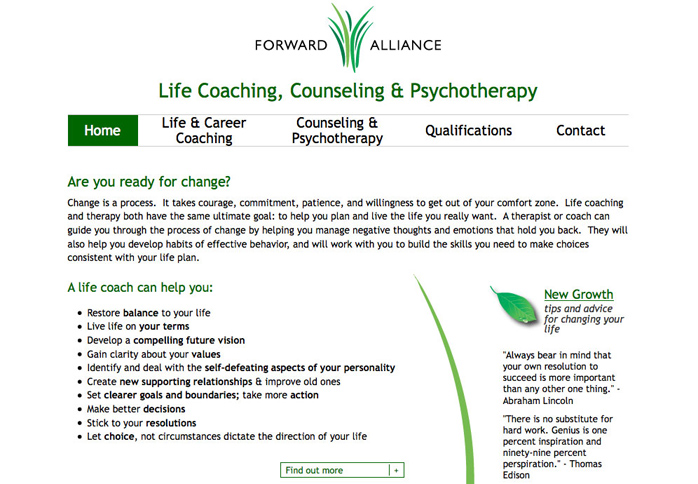 screenshot of Forward Alliance website